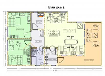 Дом каркасный 8 х 14 ДК-147